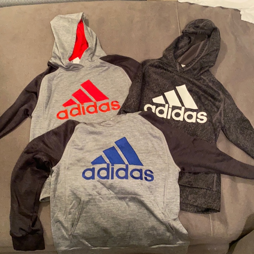 Adidas BUNDLE of 3 Boys Hoodies Size M